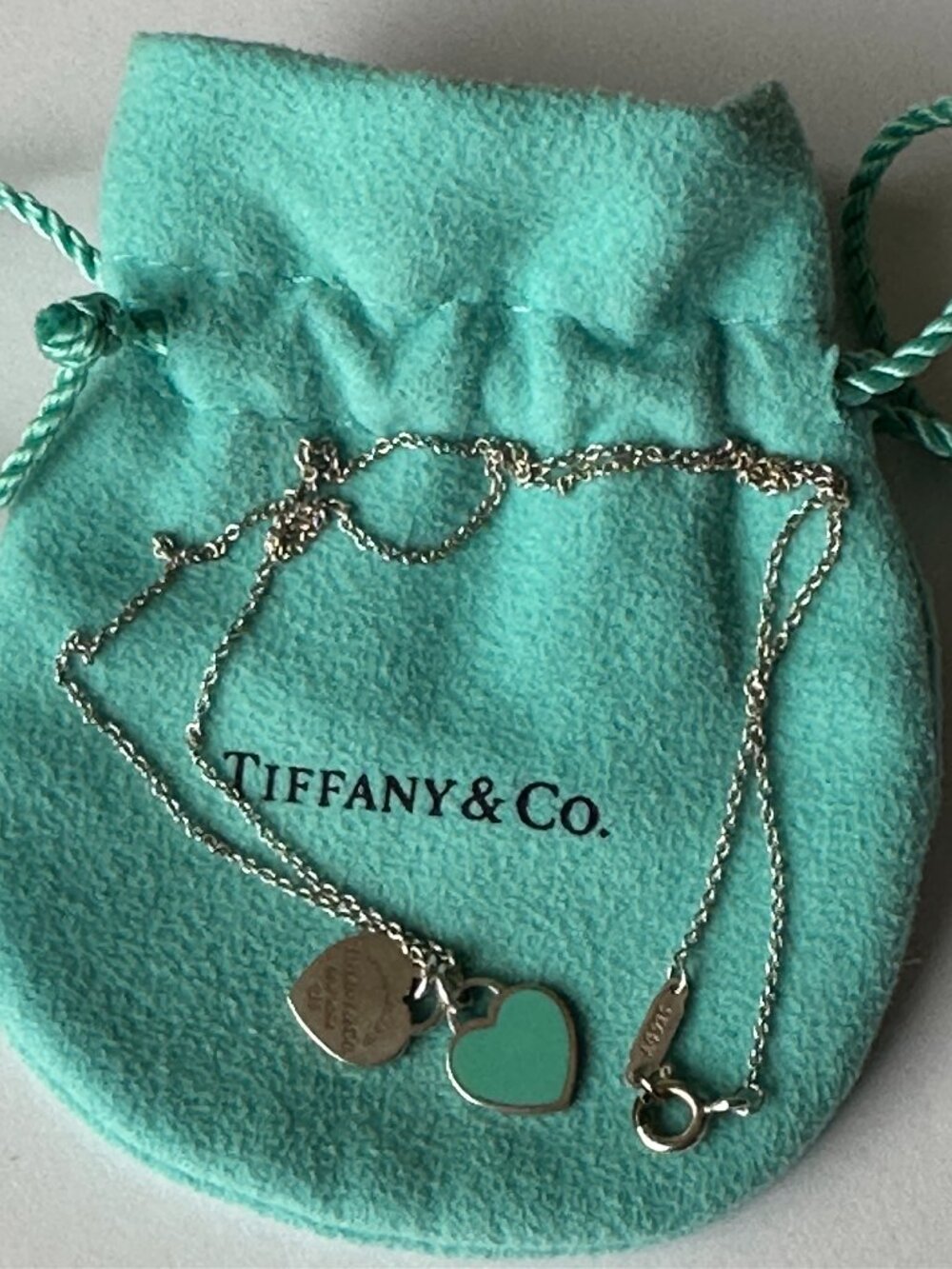 Tiffany & Co. Return to Tiffany Blue Double Heart Tag Necklace Sterling Silver